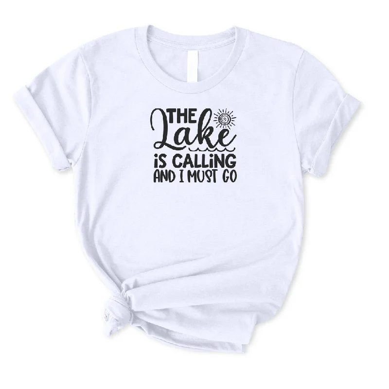 The Lake Is Calling And I Must Go T-Shirt for Women Collared Crew Neck Turtle Neck