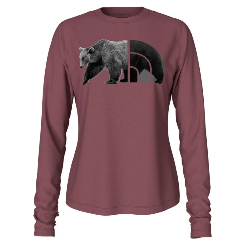 The North Face Women's Long Sleeve Tri Blend Bear Tee Notch Collar Peter Pan Collar Cowl Neck