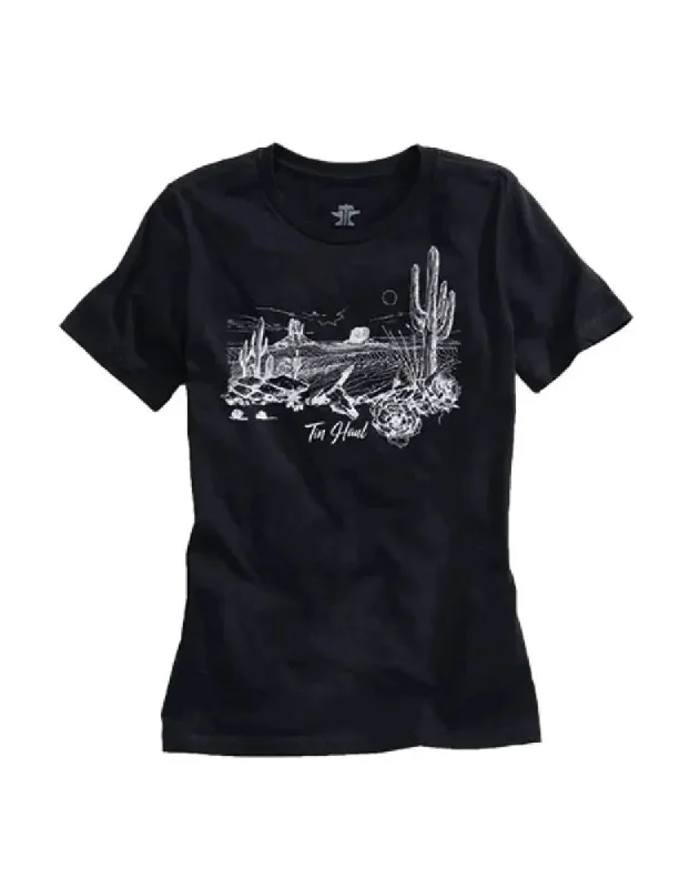 Tin Haul Desert Lines (Black) - Women's T-Shirt Notch Collar Peter Pan Collar Cowl Neck Tin Haul Desert Lines (Black) - Women's T-Shirt Notch Collar Peter Pan Collar Cowl Neck