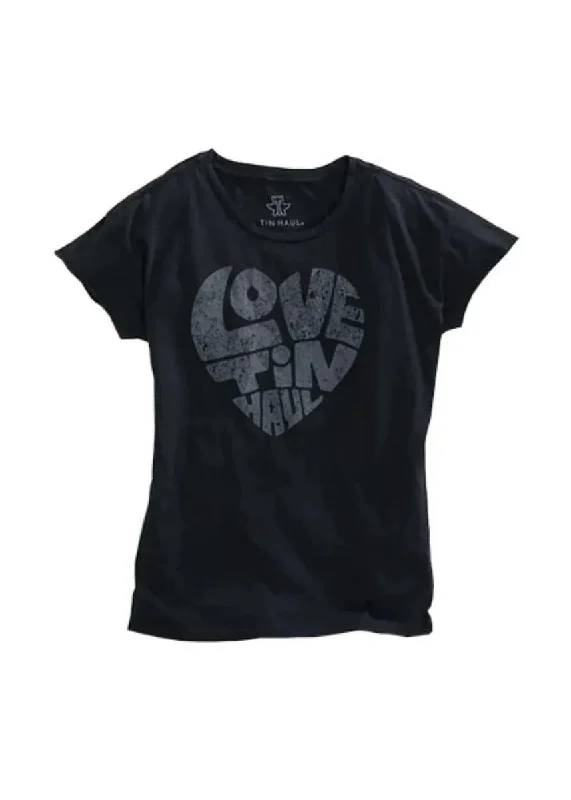 Tin Haul "Love Tin Haul" Logo (Black) - Women's T-Shirt Basic T-Shirt Crew Neck Short Sleeve Tin Haul "Love Tin Haul" Logo (Black) - Women's T-Shirt Basic T-Shirt Crew Neck Short Sleeve