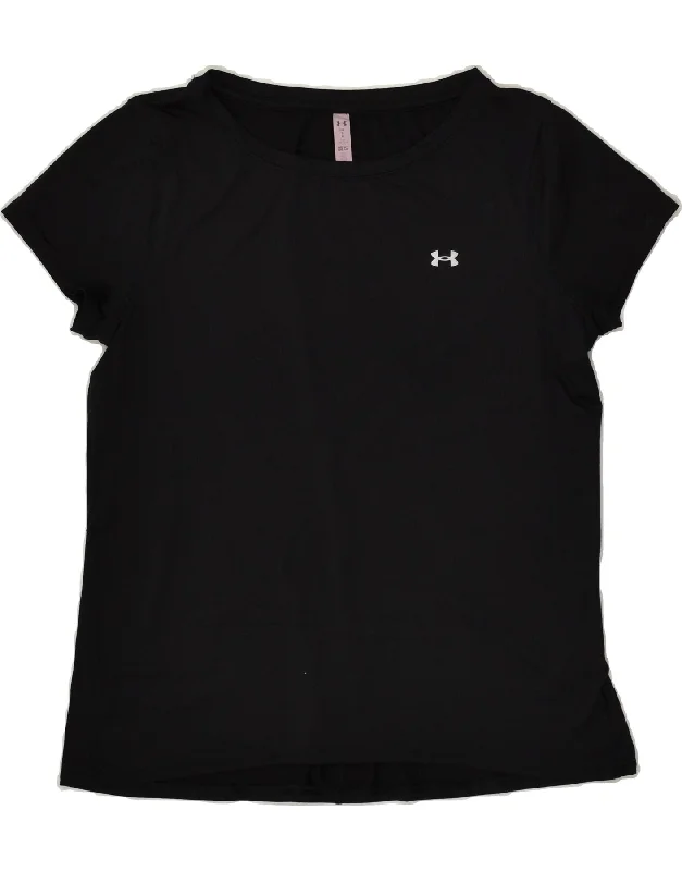 UNDER ARMOUR Womens T-Shirt Top UK 16 Large Black Polyester Oversized T-Shirt Spandex breathable