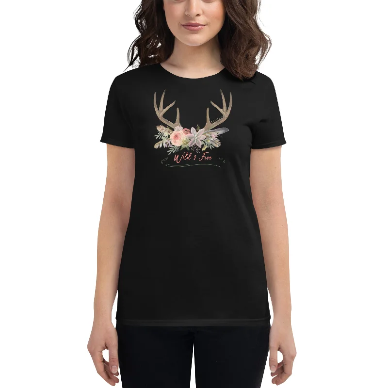 Wild And Free | Women's Fashion Fit Tee Cotton Fabric Linen Fabric Terry Fabric