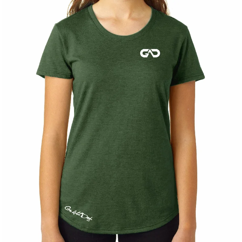 Women's GO ALL DAY Infinity Logo TriBlend Tee (Forest Green) Mesh Blend Leather Blend Suede Blend Women's GO ALL DAY Infinity Logo TriBlend Tee (Forest Green) Mesh Blend Leather Blend Suede Blend