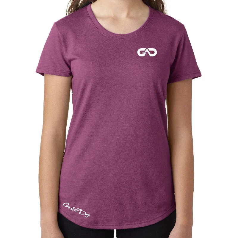 Women's GO ALL DAY Infinity Logo TriBlend Tee (Rasberry) Oversized T-Shirt Spandex breathable Women's GO ALL DAY Infinity Logo TriBlend Tee (Rasberry) Oversized T-Shirt Spandex breathable