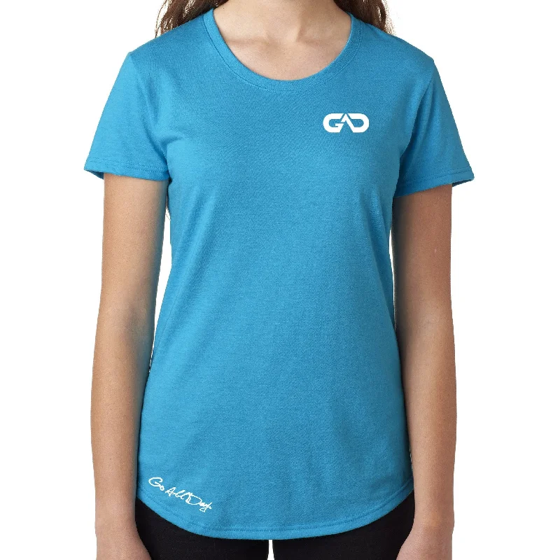 Women's GO ALL DAY Infinity Logo TriBlend Tee (Tahiti Blue) Spandex Blend Rayon Blend Denim Blend Women's GO ALL DAY Infinity Logo TriBlend Tee (Tahiti Blue) Spandex Blend Rayon Blend Denim Blend