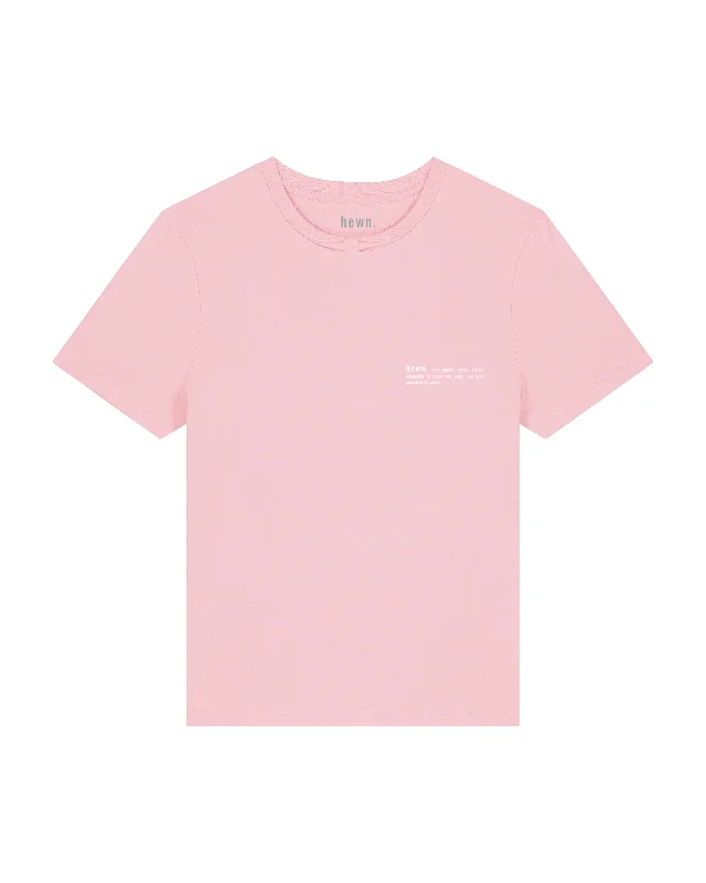 Womens Organic Fitted T-shirt in Cherry Blossom Pink Spandex Blend Rayon Blend Denim Blend Womens Organic Fitted T-shirt in Cherry Blossom Pink Spandex Blend Rayon Blend Denim Blend