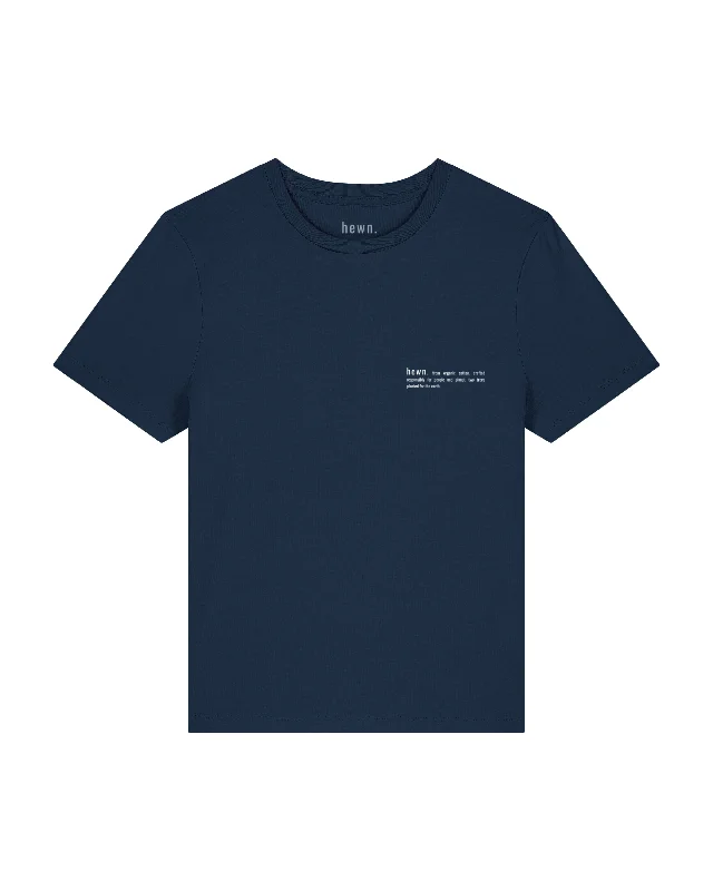 Womens Organic Fitted T-shirt in Midnight Navy Blue Chenille Blend Fleece Blend Nylon Blend Womens Organic Fitted T-shirt in Midnight Navy Blue Chenille Blend Fleece Blend Nylon Blend