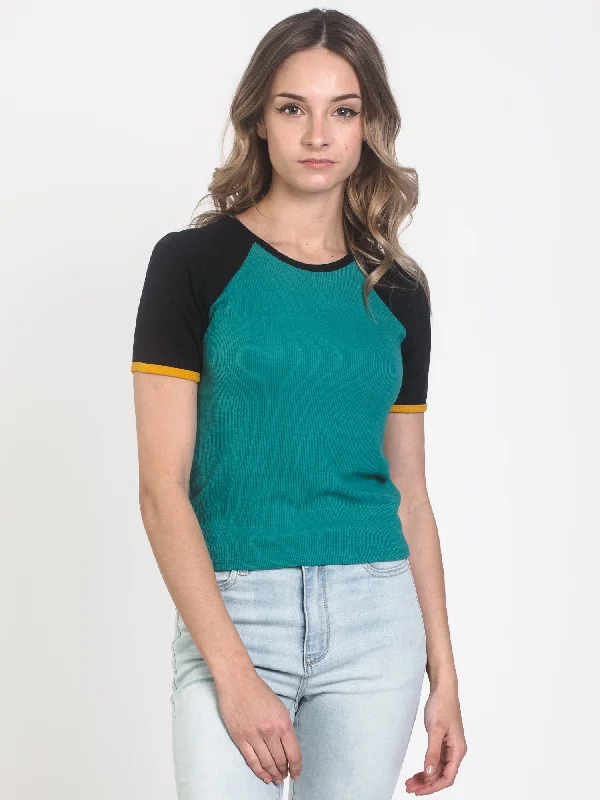 WOMENS SONIA RIBBED TEE - CLEARANCE Chenille Brocade Lace