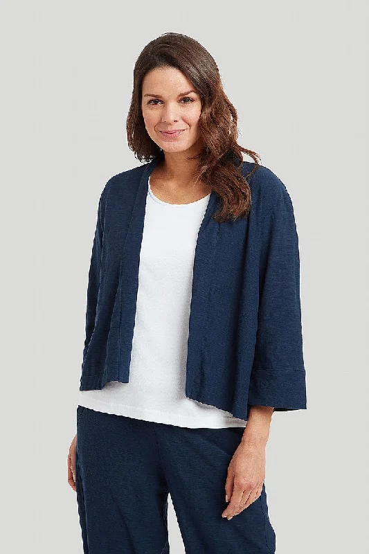 Organic Cotton Slub Sula Jacket - Soft Navy Chenille Fabric Brocade Fabric Lace Fabric Organic Cotton Slub Sula Jacket - Soft Navy Chenille Fabric Brocade Fabric Lace Fabric