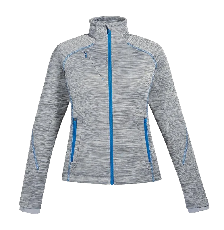 78697 Ladies Sport Red Flux Melange Bonded Fleece Jacket Zippered Jacket Buttoned Jacket Snapped Jacket