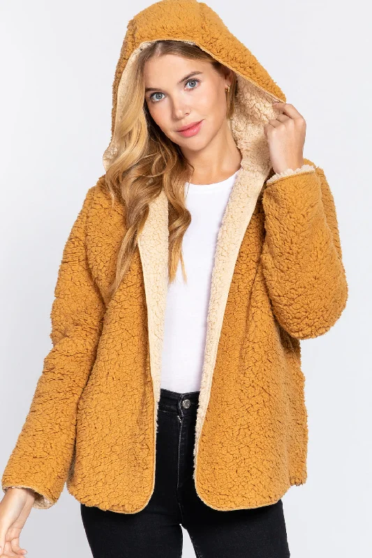 Hoodie Faux Fur Reversible Jacket One-Shoulder Jacket Off-the-Shoulder Jacket Asymmetrical Jacket