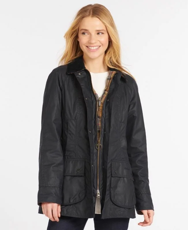 Barbour Beadnell Wax Jacket - Navy Quilted Jacket Puffer Jacket Insulated Jacket