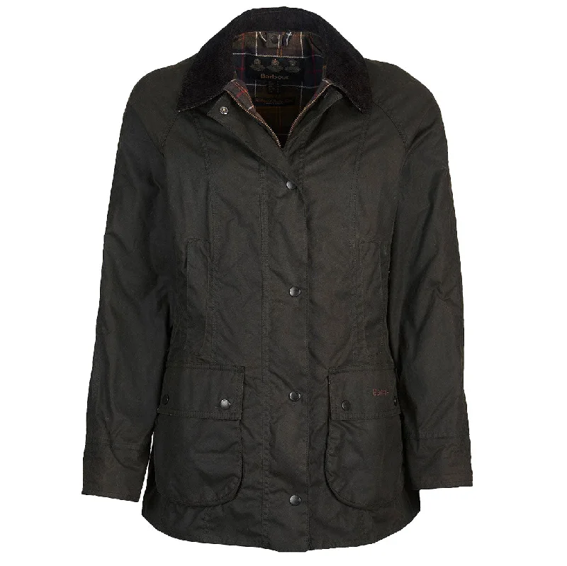 Barbour Classic Beadnell Wax Jacket - Sage Hooded Jacket Caped Jacket Shawl Collar Jacket