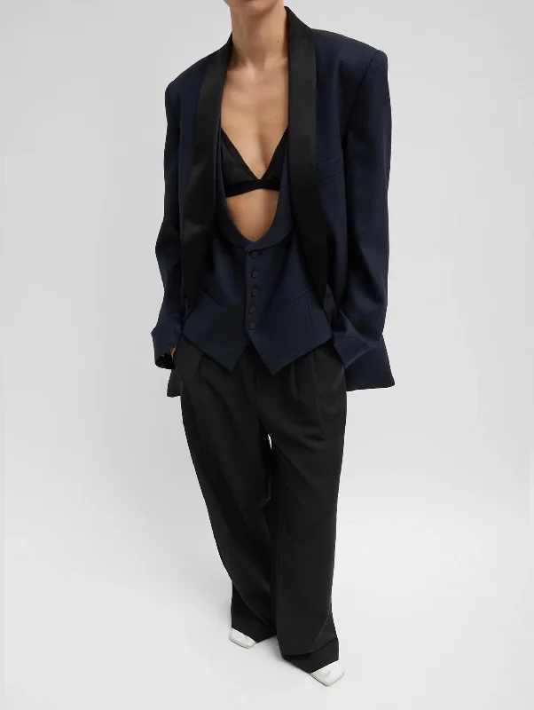 Birdseye Tuxedo Jacket in Navy Multi Toggled Jacket Drawstring Jacket Belted Jacket Birdseye Tuxedo Jacket in Navy Multi Toggled Jacket Drawstring Jacket Belted Jacket