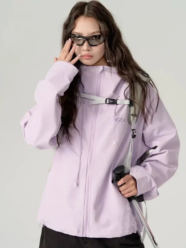 Casual American Hooded Mountain Jacket Collared Jacket Crew Neck Jacket Turtle Neck Jacket