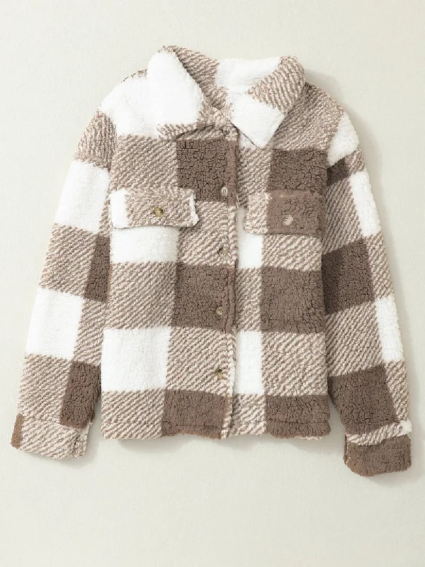 Checkered Plush Fleece Jacket Mesh Jacket Canvas Jacket Denim Jacket