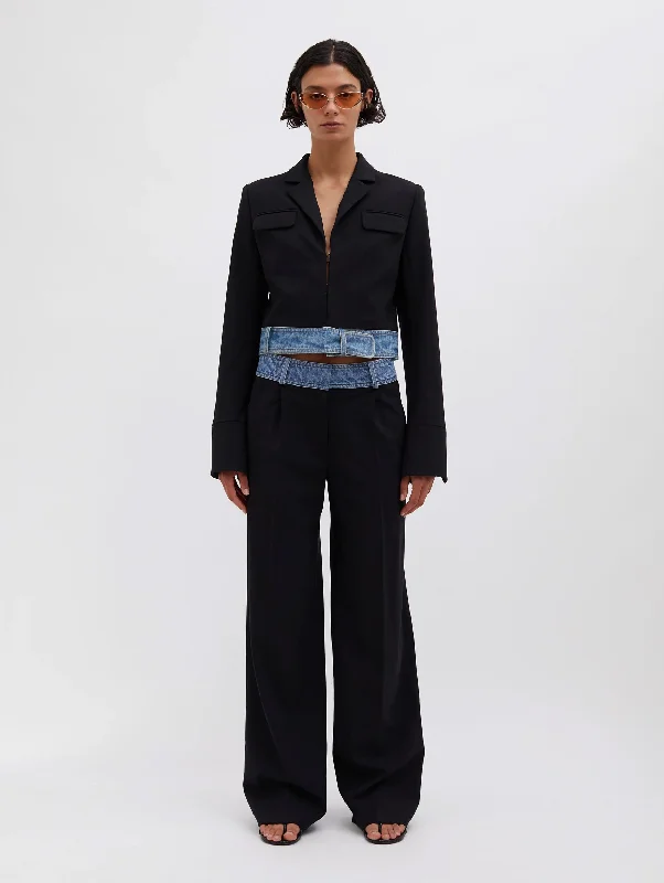 Deconstruct Denim Waisted Jacket in Black Indigo Chenille Jacket Brocade Jacket Lace Jacket Deconstruct Denim Waisted Jacket in Black Indigo Chenille Jacket Brocade Jacket Lace Jacket