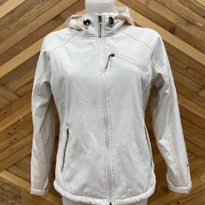 Free Country - Women's Hooded Softshell Jacket - MSRP $110: White-women-MD Front Pockets Side Pockets Patch Pockets