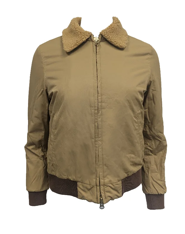 GANT RUGGER Women's Ochre The Flyer Jacket 470672 Retail $325 Zip Front Button Front Snap Front