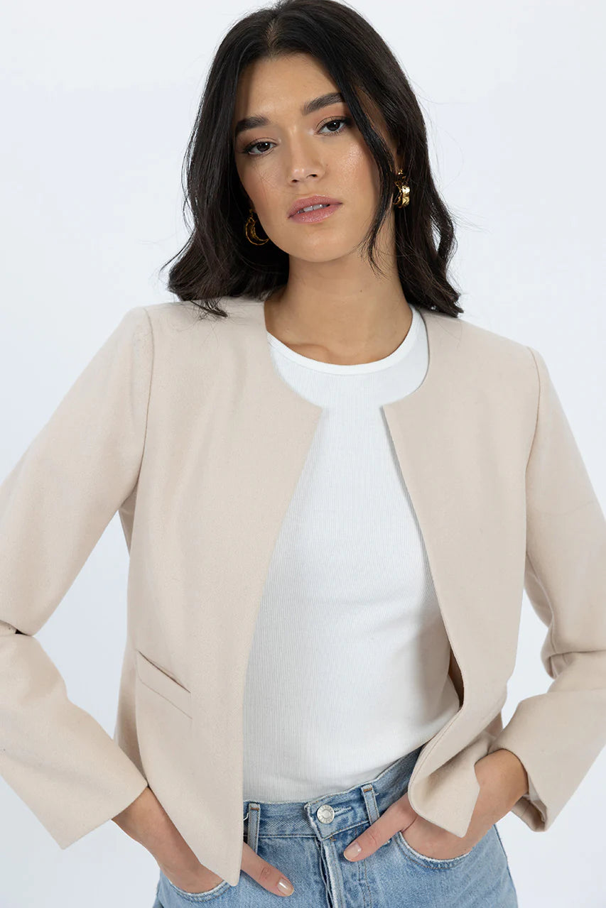 HUMIDITY BROOKLYN JACKET OAT One-Shoulder Jacket Off-the-Shoulder Jacket Asymmetrical Jacket HUMIDITY BROOKLYN JACKET OAT One-Shoulder Jacket Off-the-Shoulder Jacket Asymmetrical Jacket