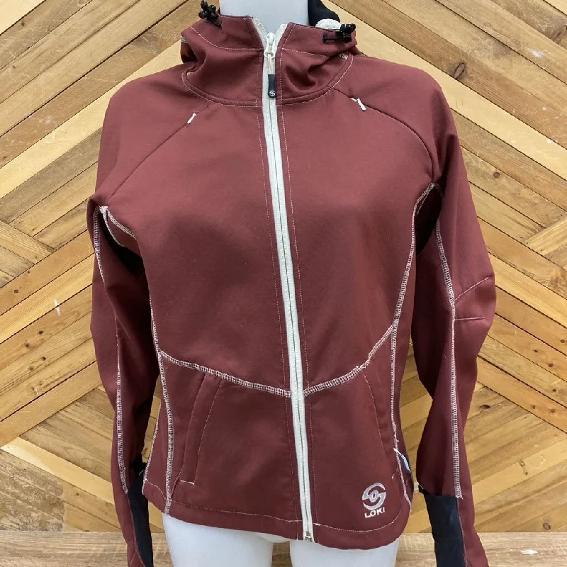 Loki - Women's Hooded Softshell Jacket - MSRP $249: Burgundy -women-SM Herringbone Jacket Houndstooth Jacket Plaid Jacket