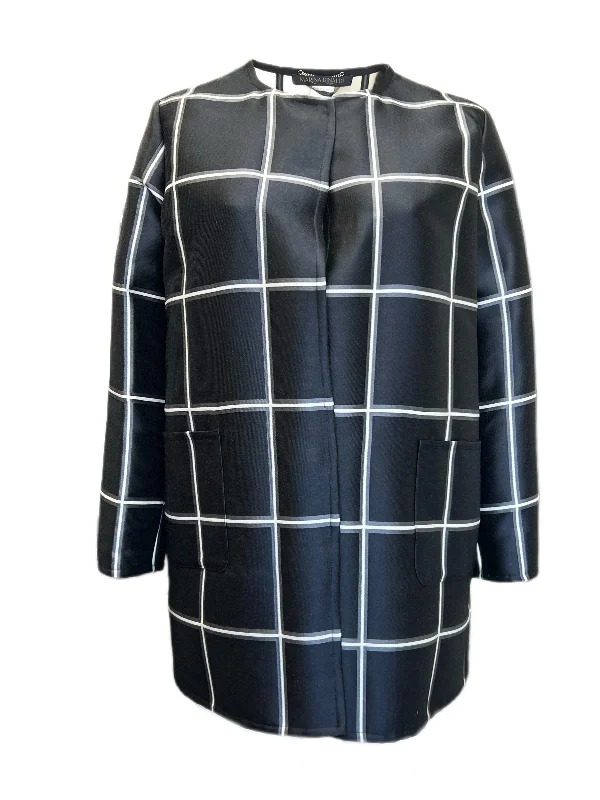 MARINA RINALDI Women's Black Famoso Check Duster Jacket $1,260 NWT Nylon Jacket Polyester Jacket Spandex Jacket