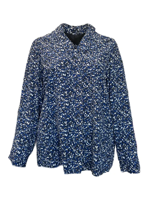 Marina Rinaldi Women's Blue Chiara Open Front Jacket NWT Jersey Jacket Tulle Jacket Batik Jacket