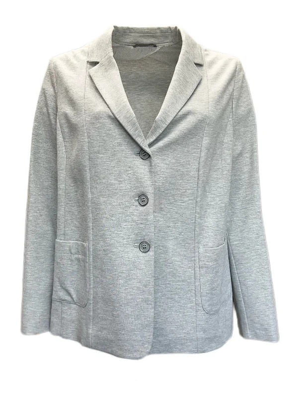 MARINA RINALDI Women's Gray Melange Obrizzo Jersey Jacket $420 NWT Denim Jacket Leather Jacket Suede Jacket