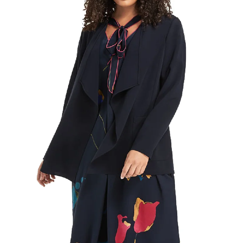 MARINA RINALDI Women's Navy Canoa Flowy Jacket $515 NWT Oversized Jacket Tailored Jacket Straight Jacket