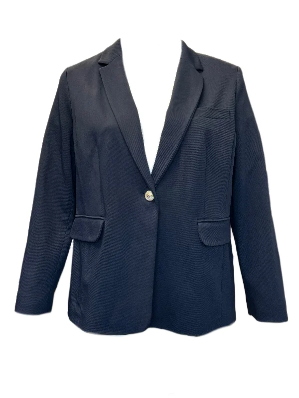 Marina Rinaldi Women's Navy Capitolo Button Closure Jacket NWT Hoodie Zip-Up Jacket Button-Up Jacket