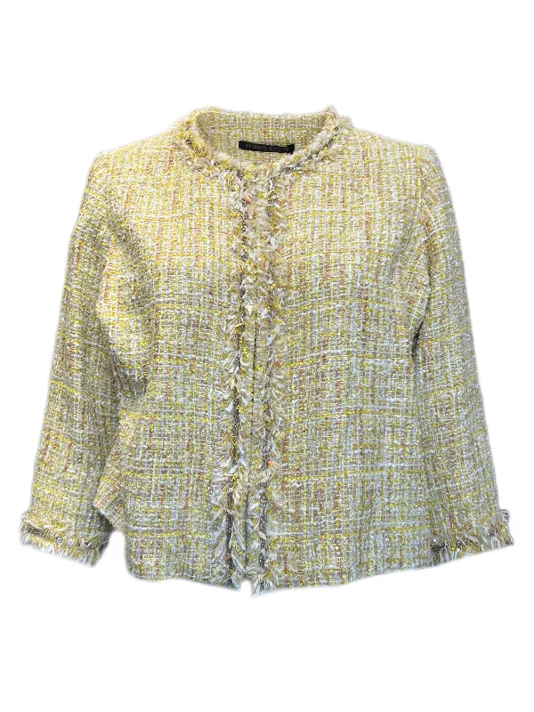 Marina Rinaldi Women's Yellow Cadice Tweed Jacket Size 22W/31 NWT Fleece Jacket Down Jacket Feather Jacket