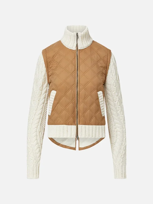 Patra Mixed Media Jacket in Russet Ivory Zippered Jacket Buttoned Jacket Snapped Jacket Patra Mixed Media Jacket in Russet Ivory Zippered Jacket Buttoned Jacket Snapped Jacket
