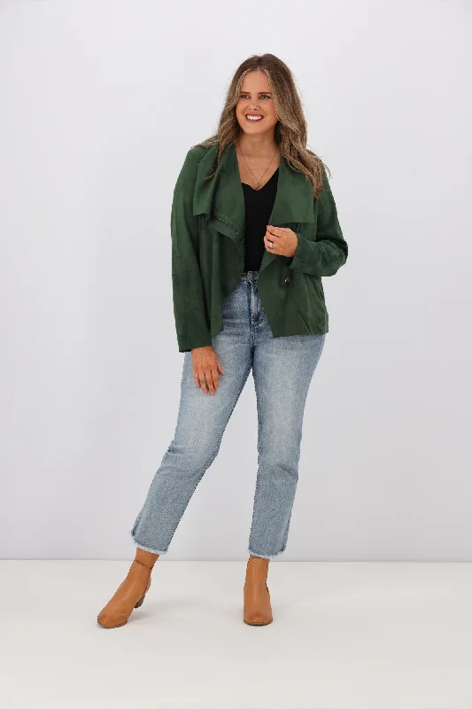 Shine On Label Thiago Sueded Waterfall Jacket Green Cotton Fabric Linen Fabric Terry Fabric Shine On Label Thiago Sueded Waterfall Jacket Green Cotton Fabric Linen Fabric Terry Fabric