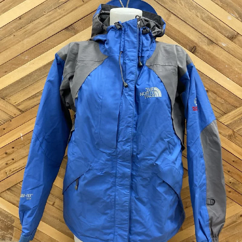 The North Face - Women's Summit Series Gore-Tex XCR Ski Jacket: Blue/Grey-women-MD Zippered Front Buttoned Front Snap Front