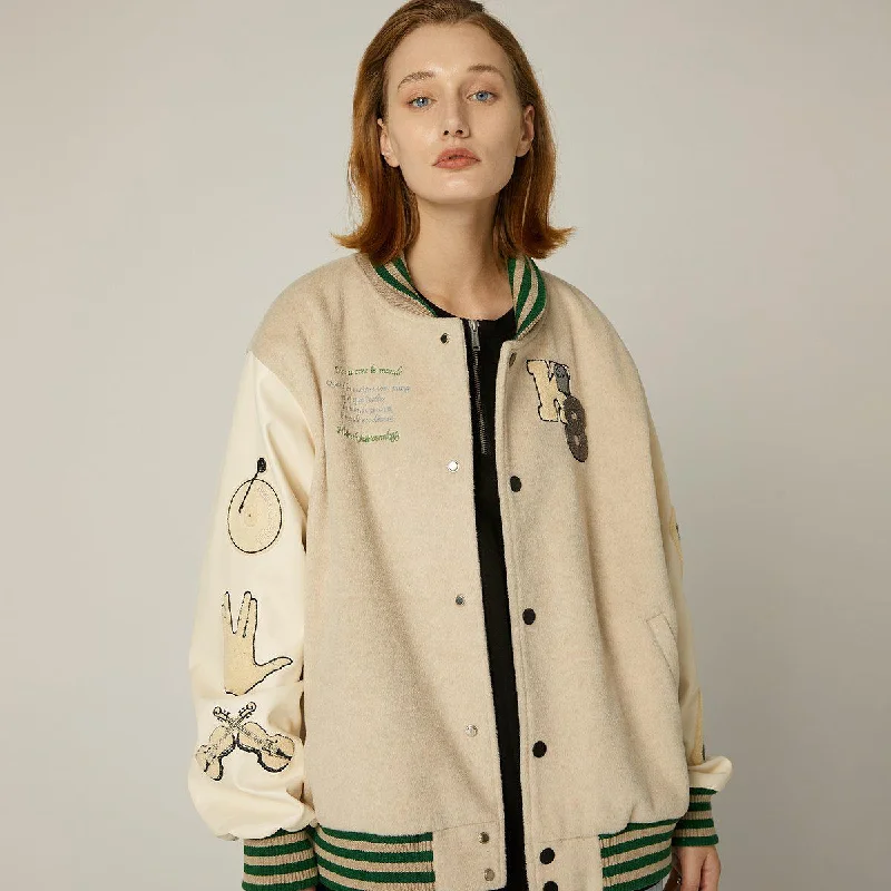 Varsity Jacket With K8 Embroidery Nylon Jacket Polyester Jacket Spandex Jacket