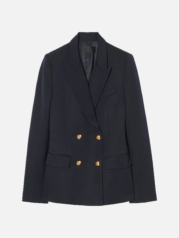 Veda Wool Jacket in Midnight Snapped Jacket Toggled Jacket Drawstring Jacket