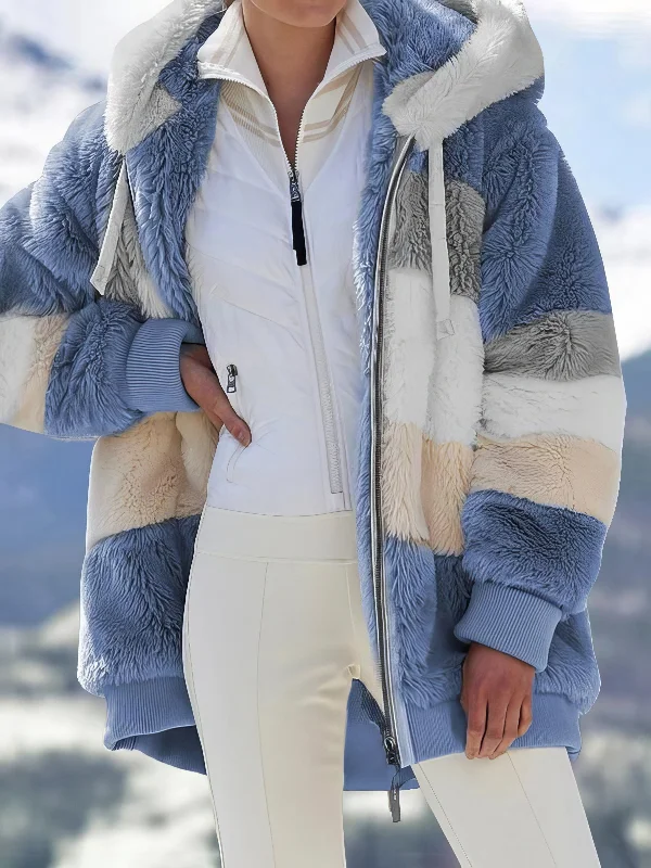 Women's Fuzzy Checkered Fleece Jacket Toggled Jacket Drawstring Jacket Belted Jacket Women's Fuzzy Checkered Fleece Jacket Toggled Jacket Drawstring Jacket Belted Jacket