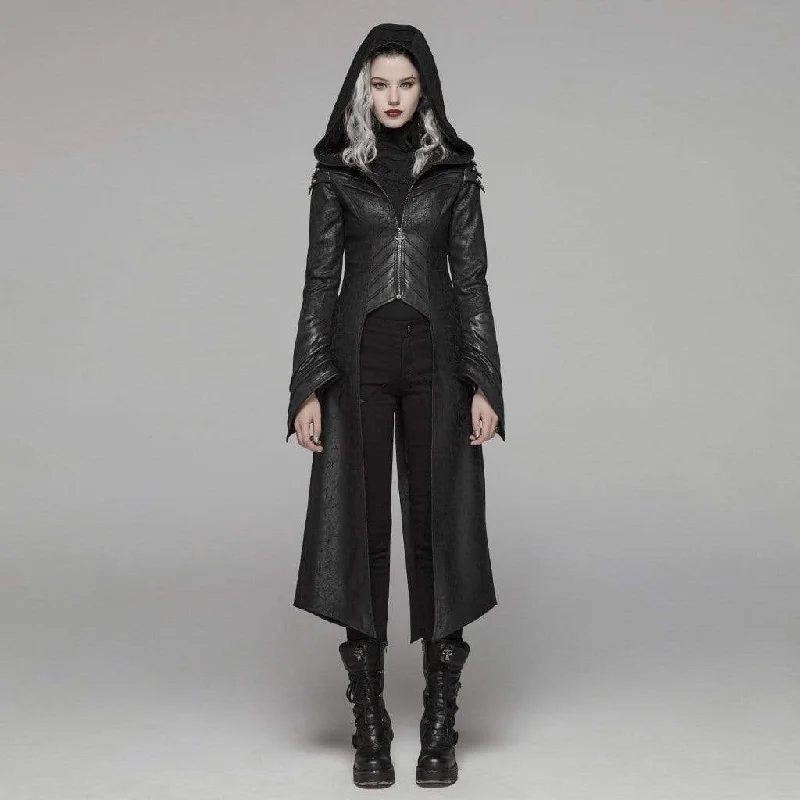 Women's Goth Forked Tail Faux Leather Long Jacket Striped Jacket Polka Dot Jacket Floral Jacket Women's Goth Forked Tail Faux Leather Long Jacket Striped Jacket Polka Dot Jacket Floral Jacket