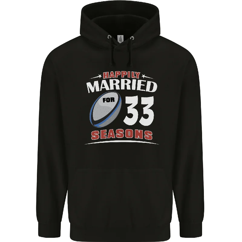 33 Year Wedding Anniversary 33rd Rugby Mens 80% Cotton Hoodie Hoodie with Tied Waist Feminine Flattering