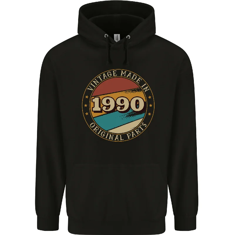 34th Birthday  Vintage Made In 1990 Mens 80% Cotton Hoodie Hoodie with Snap Buttons Easy Quick