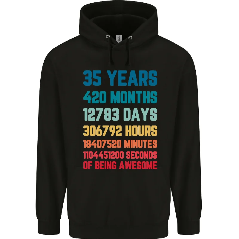 35th Birthday 35 Year Old Mens 80% Cotton Hoodie Cotton Hoodie Fleece Lining Warmth