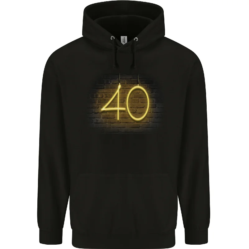 40th Birthday Neon Lights 40 Year Old Mens 80% Cotton Hoodie Hoodie with Print Artistic Unique 40th Birthday Neon Lights 40 Year Old Mens 80% Cotton Hoodie Hoodie with Print Artistic Unique
