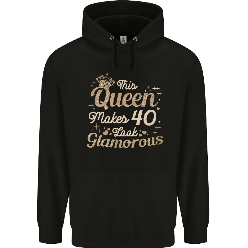 40th Birthday Queen Forty Years Old 40 Mens 80% Cotton Hoodie Hoodie with Drop Shoulder Relaxed Streetwear 40th Birthday Queen Forty Years Old 40 Mens 80% Cotton Hoodie Hoodie with Drop Shoulder Relaxed Streetwear