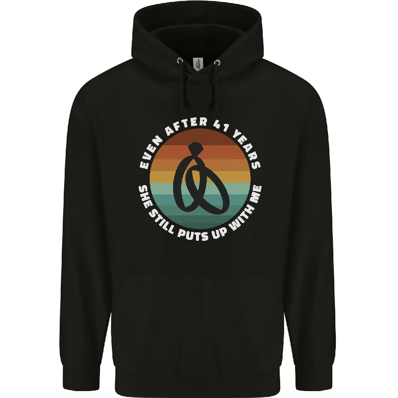 41 Year Wedding Anniversary 41st Marriage Mens 80% Cotton Hoodie Hoodie with High Neck Warm Protective 41 Year Wedding Anniversary 41st Marriage Mens 80% Cotton Hoodie Hoodie with High Neck Warm Protective