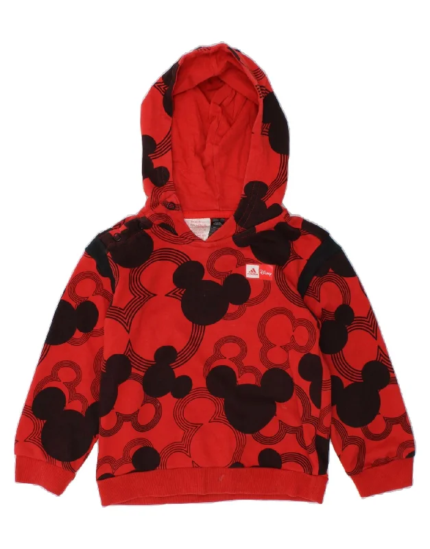 ADIDAS Baby Girls Mickey Mouse Graphic Hoodie Jumper 18-24 Months Red Zip Hoodie Drawstring Kangaroo Pocket