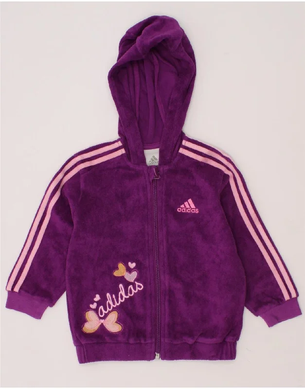 ADIDAS Baby Girls Velvet Graphic Zip Hoodie Sweater 9-12 Months Purple Hoodie with Reflective Safety Nightwear ADIDAS Baby Girls Velvet Graphic Zip Hoodie Sweater 9-12 Months Purple Hoodie with Reflective Safety Nightwear