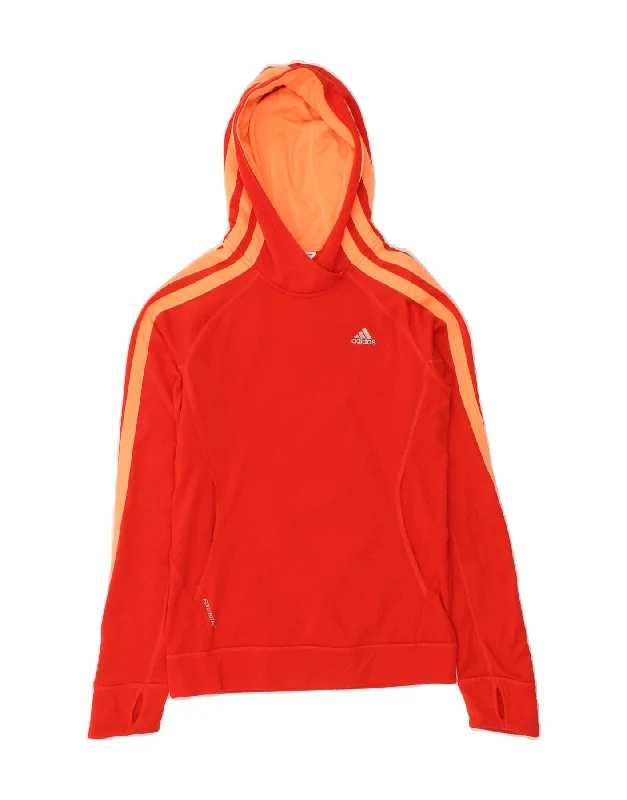 ADIDAS Womens Hoodie Jumper UK 10 Small  Red Polyester Hoodie with Bell Sleeves Flared Feminine