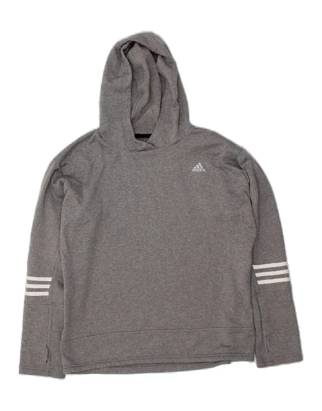 ADIDAS Womens Hoodie Jumper UK 16/18 Large Grey Polyester Hoodie with Magnetic Closure Innovative Modern