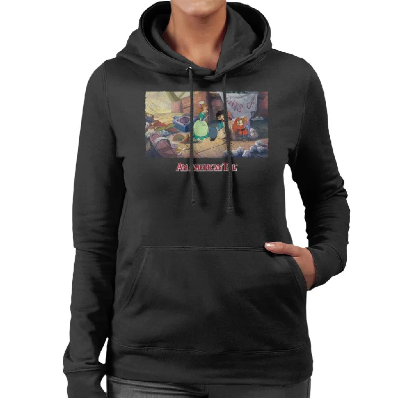 An American Tail Bridget Gives Fievel A Home Women's Hooded Sweatshirt Hoodie with Hem Raw Edge Edgy Unfinished