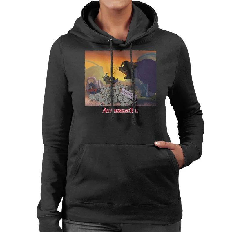 An American Tail Cossack Cat Popcorn Women's Hooded Sweatshirt Hoodie with Neon Bright Vibrant